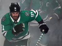 Tyler Seguin #91 of the Dallas Stars skates during the NHL match between the Dallas Stars and the Seattle Kraken at American Airlines Center...