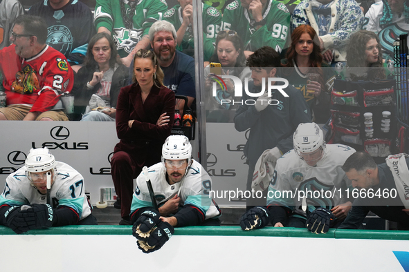 Seattle assistant coach Jessica Campbell is present during the NHL match between the Dallas Stars and the Seattle Kraken at American Airline...