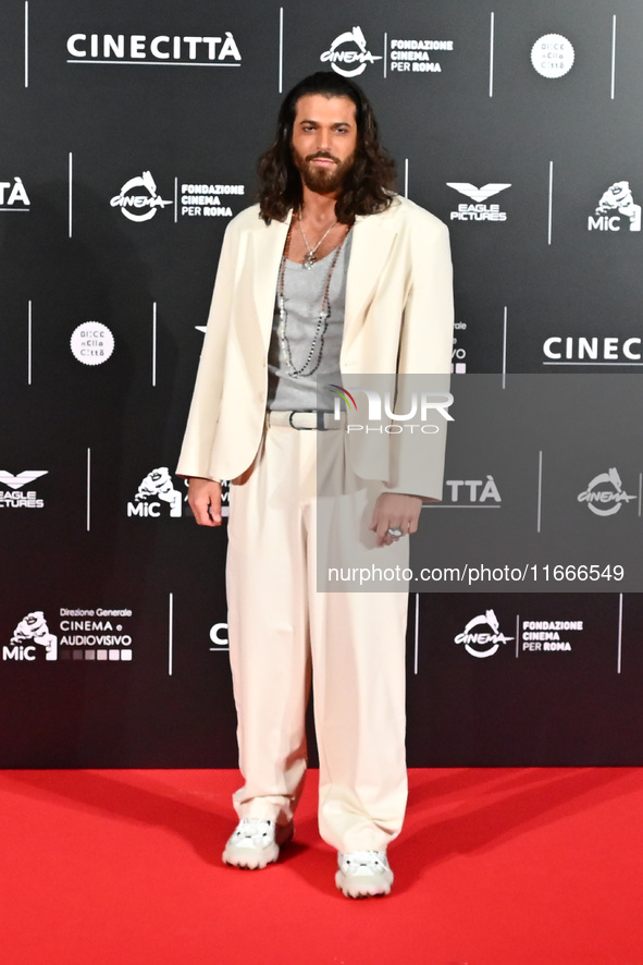 Can Yaman attends the red carpet for the film Megalopolis at Cinecitta Studios in Rome, Italy, on October 14, 2024. 