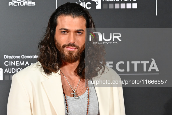 Can Yaman attends the red carpet for the film Megalopolis at Cinecitta Studios in Rome, Italy, on October 14, 2024. 