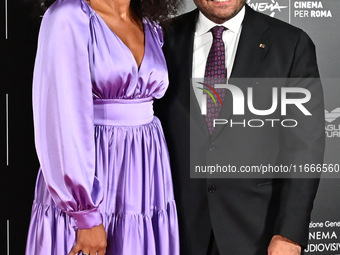 Denny Mendez and Gimmi Cangiano attend the red carpet for the film Megalopolis at Cinecitta Studios in Rome, Italy, on October 14, 2024. (