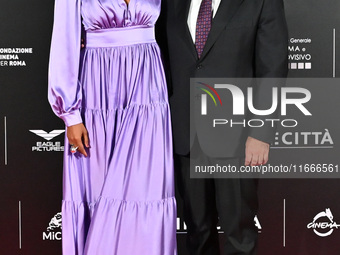 Denny Mendez and Gimmi Cangiano attend the red carpet for the film Megalopolis at Cinecitta Studios in Rome, Italy, on October 14, 2024. (