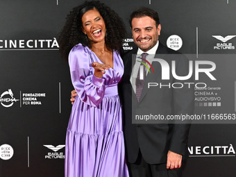 Denny Mendez and Gimmi Cangiano attend the red carpet for the film Megalopolis at Cinecitta Studios in Rome, Italy, on October 14, 2024. (