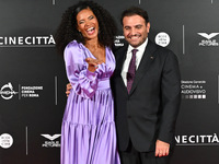 Denny Mendez and Gimmi Cangiano attend the red carpet for the film Megalopolis at Cinecitta Studios in Rome, Italy, on October 14, 2024. (