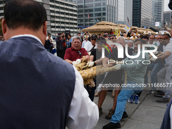 A reenactment of the Dangjin Gijisi Tug-of-War, which is also inscribed on the UNESCO Representative List of the Intangible Cultural Heritag...