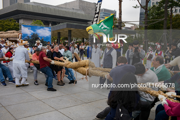 A reenactment of the Dangjin Gijisi Tug-of-War, which is also inscribed on the UNESCO Representative List of the Intangible Cultural Heritag...