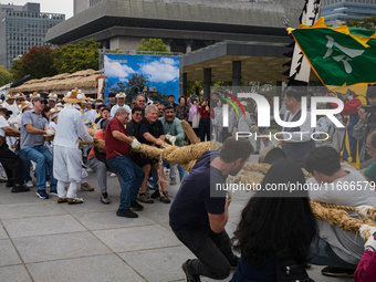 A reenactment of the Dangjin Gijisi Tug-of-War, which is also inscribed on the UNESCO Representative List of the Intangible Cultural Heritag...