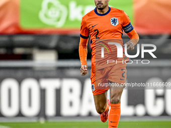 Netherlands player Devyne Rensch plays during the match between Netherlands U21 and Sweden U21 at the Goffertstadion for the Qualification E...