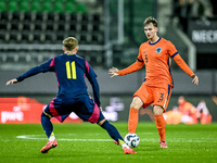 Netherlands player Rav van den Berg participates in the match between Netherlands U21 and Sweden U21 at the Goffertstadion for the Qualifica...