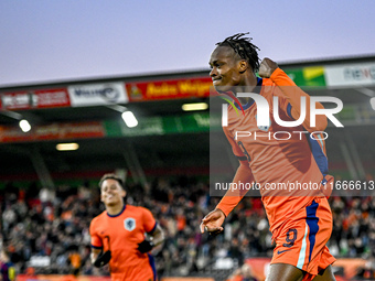 Netherlands player Emmanuel Emegha celebrates the goal 1-0 during the match between Netherlands U21 and Sweden U21 at the Goffertstadion for...