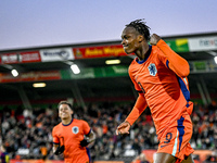 Netherlands player Emmanuel Emegha celebrates the goal 1-0 during the match between Netherlands U21 and Sweden U21 at the Goffertstadion for...