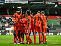 Netherlands player Emmanuel Emegha celebrates the goal 1-0 during the match between Netherlands U21 and Sweden U21 at the Goffertstadion for...