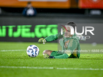 Sweden goalkeeper Oliver Dovin participates in the match between Netherlands U21 and Sweden U21 at the Goffertstadion for the Qualification...