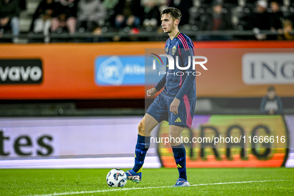 Sweden player Noah Eile participates in the match between Netherlands U21 and Sweden U21 at the Goffertstadion for the Qualification EK 2025...