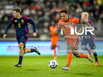 Netherlands player Million Manhoef participates in the match between Netherlands U21 and Sweden U21 at the Goffertstadion for the Qualificat...