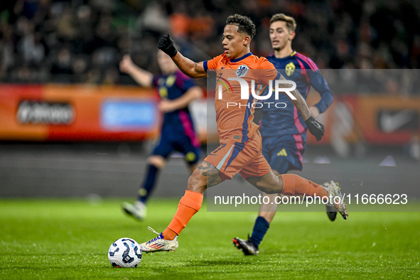 Netherlands player Million Manhoef participates in the match between Netherlands U21 and Sweden U21 at the Goffertstadion for the Qualificat...