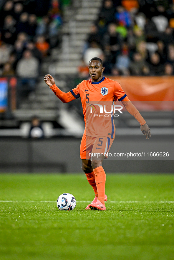 Netherlands player Neraysho Kasanwirjo participates in the match between Netherlands U21 and Sweden U21 at the Goffertstadion for the Qualif...