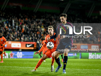 Sweden player Noah Eile participates in the match between Netherlands U21 and Sweden U21 at the Goffertstadion for the Qualification EK 2025...