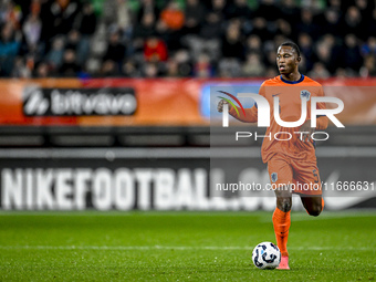 Netherlands player Neraysho Kasanwirjo participates in the match between Netherlands U21 and Sweden U21 at the Goffertstadion for the Qualif...