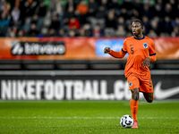 Netherlands player Neraysho Kasanwirjo participates in the match between Netherlands U21 and Sweden U21 at the Goffertstadion for the Qualif...