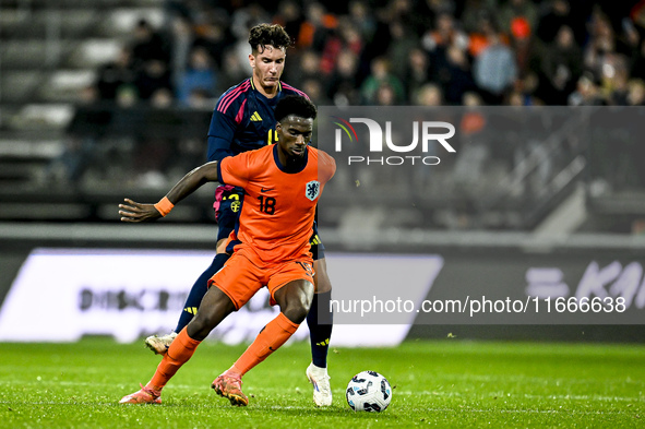 Netherlands player Ezechiel Banzuzi participates in the match between Netherlands U21 and Sweden U21 at the Goffertstadion for the Qualifica...