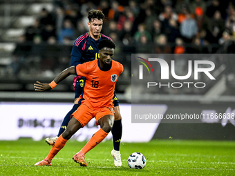 Netherlands player Ezechiel Banzuzi participates in the match between Netherlands U21 and Sweden U21 at the Goffertstadion for the Qualifica...