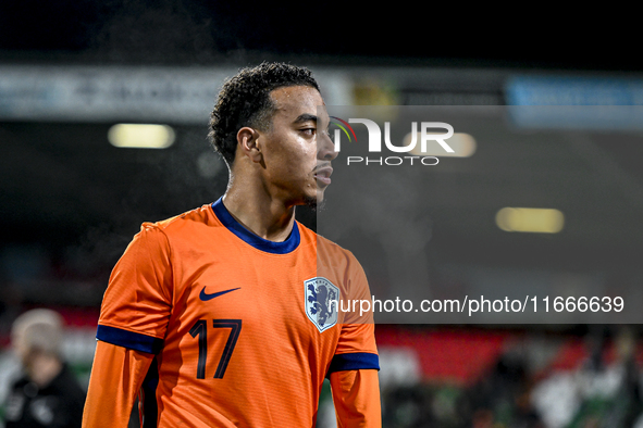 Netherlands player Myron van Brederode participates in the match between Netherlands U21 and Sweden U21 at the Goffertstadion for the Qualif...