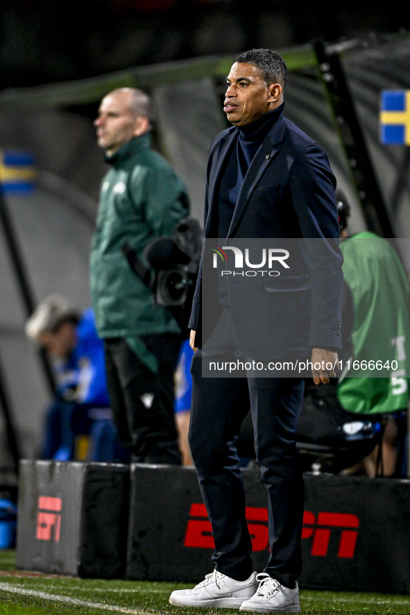 Netherlands trainer coach Michael Reiziger is present during the match between Netherlands U21 and Sweden U21 at the Goffertstadion for the...