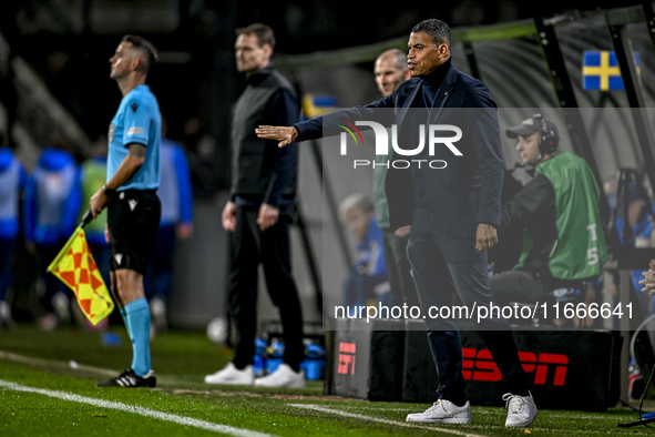 Netherlands trainer coach Michael Reiziger is present during the match between Netherlands U21 and Sweden U21 at the Goffertstadion for the...