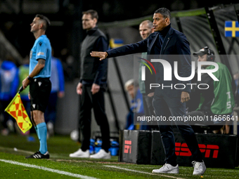 Netherlands trainer coach Michael Reiziger is present during the match between Netherlands U21 and Sweden U21 at the Goffertstadion for the...