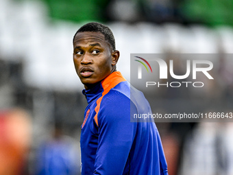 Netherlands player Neraysho Kasanwirjo participates in the match between Netherlands U21 and Sweden U21 at the Goffertstadion for the Qualif...