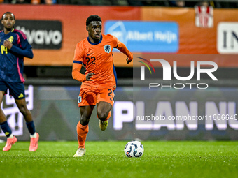 Netherlands player Ernest Poku participates in the match between Netherlands U21 and Sweden U21 at the Goffertstadion for the Qualification...