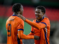 Netherlands players Emmanuel Emegha and Ryan Flamingo participate in the match between Netherlands U21 and Sweden U21 at the Goffertstadion...