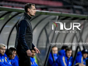 Sweden trainer coach Daniel Backstrom is present during the match between Netherlands U21 and Sweden U21 at the Goffertstadion for the Quali...