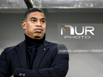 Netherlands trainer coach Michael Reiziger is present during the match between Netherlands U21 and Sweden U21 at the Goffertstadion for the...