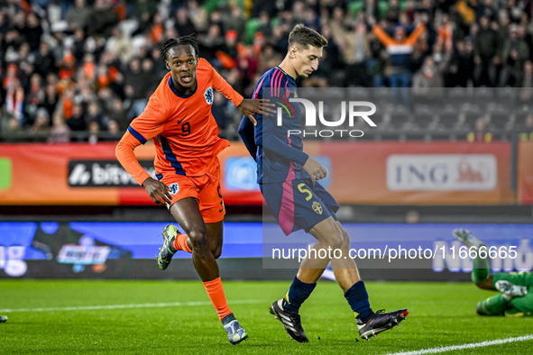 Netherlands player Emmanuel Emegha celebrates the goal 1-0 during the match between Netherlands U21 and Sweden U21 at the Goffertstadion for...