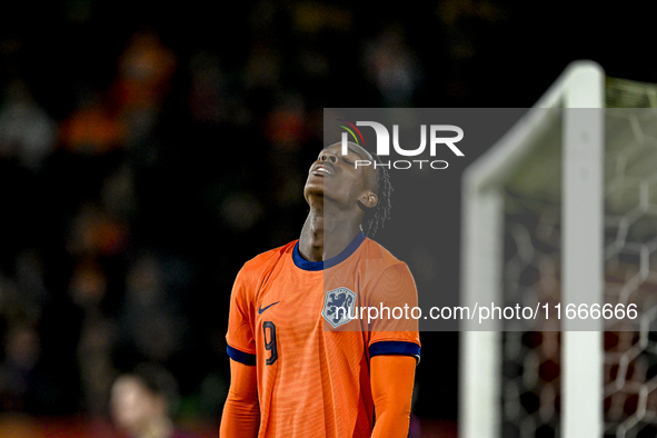 Netherlands player Emmanuel Emegha participates in the match between Netherlands U21 and Sweden U21 at the Goffertstadion for the Qualificat...