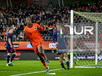 Netherlands player Emmanuel Emegha celebrates the goal 1-0 during the match between Netherlands U21 and Sweden U21 at the Goffertstadion for...