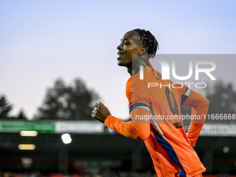 Netherlands player Emmanuel Emegha celebrates the goal 1-0 during the match between Netherlands U21 and Sweden U21 at the Goffertstadion for...