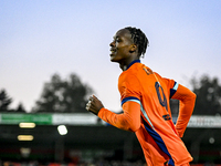 Netherlands player Emmanuel Emegha celebrates the goal 1-0 during the match between Netherlands U21 and Sweden U21 at the Goffertstadion for...