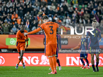 Netherlands player Rav van den Berg celebrates the 2-0 goal during the match between Netherlands U21 and Sweden U21 at the Goffertstadion fo...