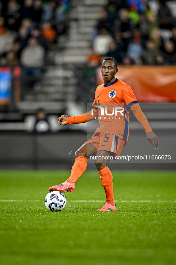 Netherlands player Neraysho Kasanwirjo participates in the match between Netherlands U21 and Sweden U21 at the Goffertstadion for the Qualif...