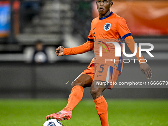 Netherlands player Neraysho Kasanwirjo participates in the match between Netherlands U21 and Sweden U21 at the Goffertstadion for the Qualif...