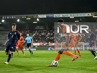 Netherlands player Ezechiel Banzuzi participates in the match between Netherlands U21 and Sweden U21 at the Goffertstadion for the Qualifica...