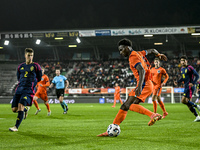 Netherlands player Ezechiel Banzuzi participates in the match between Netherlands U21 and Sweden U21 at the Goffertstadion for the Qualifica...