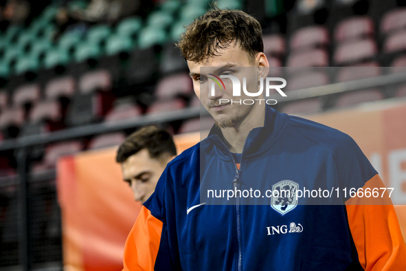 Netherlands player Rav van den Berg participates in the match between Netherlands U21 and Sweden U21 at the Goffertstadion for the Qualifica...