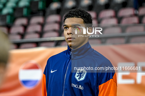 Netherlands goalkeeper Rome-Jayden Owusu-Oduro plays during the match between Netherlands U21 and Sweden U21 at the Goffertstadion for the Q...