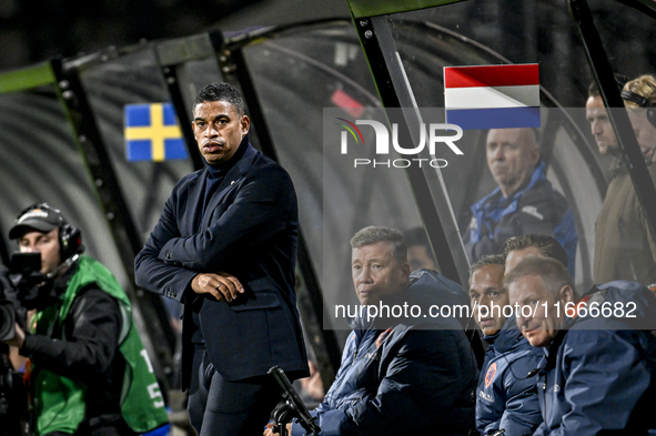 Netherlands trainer coach Michael Reiziger is present during the match between Netherlands U21 and Sweden U21 at the Goffertstadion for the...