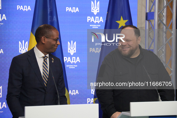 Ruslan Stefanchuk, Speaker of the Verkhovna Rada of Ukraine, and Greg Fergus, Speaker of the House of Commons of the Parliament of Canada, h...