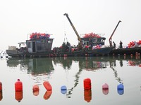 Farmers release new varieties of oyster seedlings in an oyster culture area in Lianyungang, China, on October 15, 2024. (